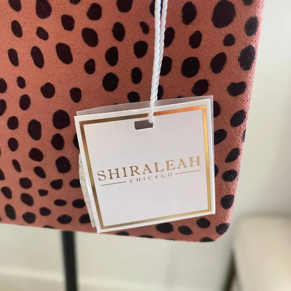 Shiraleah Rose Suede Polka Dot Print Clutch Formal Glam Wedding Cocktail NEW